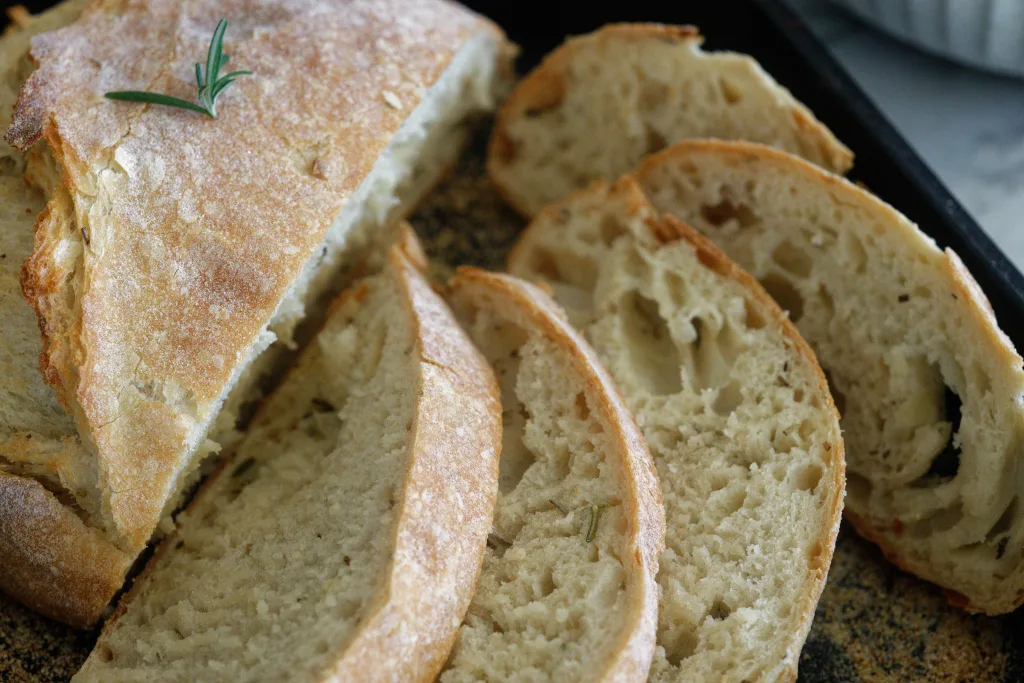 Sliced bread fanned out