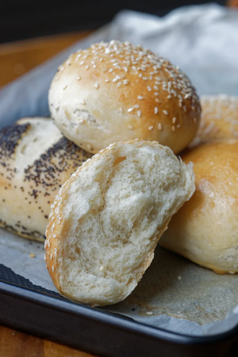 Soft burger bun fluffy interior texture