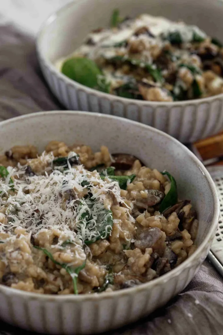 Risotto in grey bowls