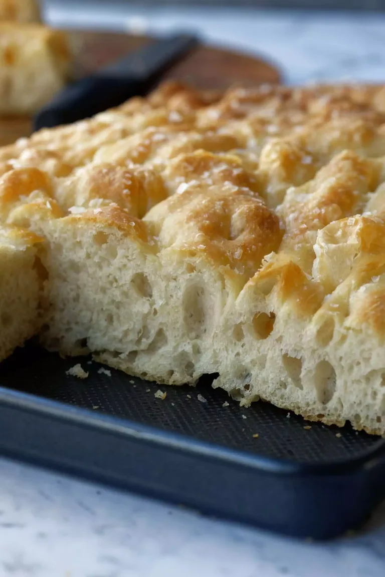 side view Focaccia in tray