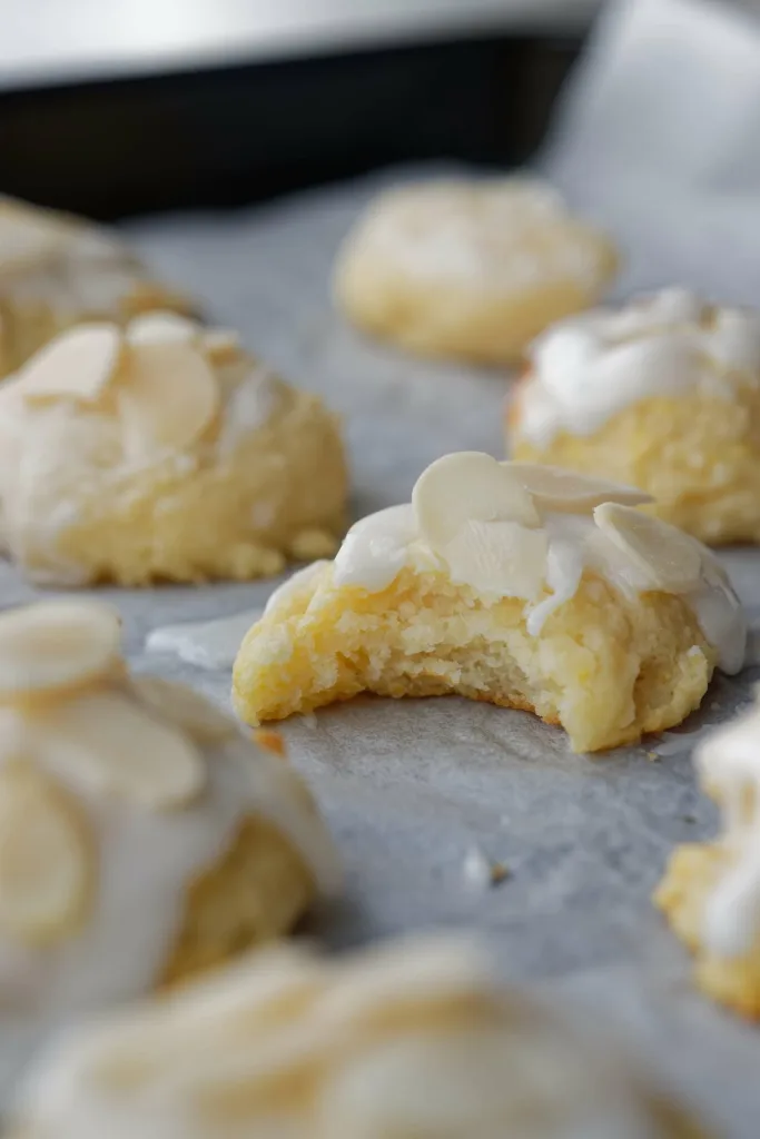 cookie on tray with bite