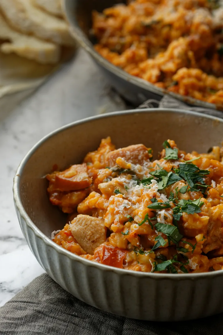 Grey bowl with risotto