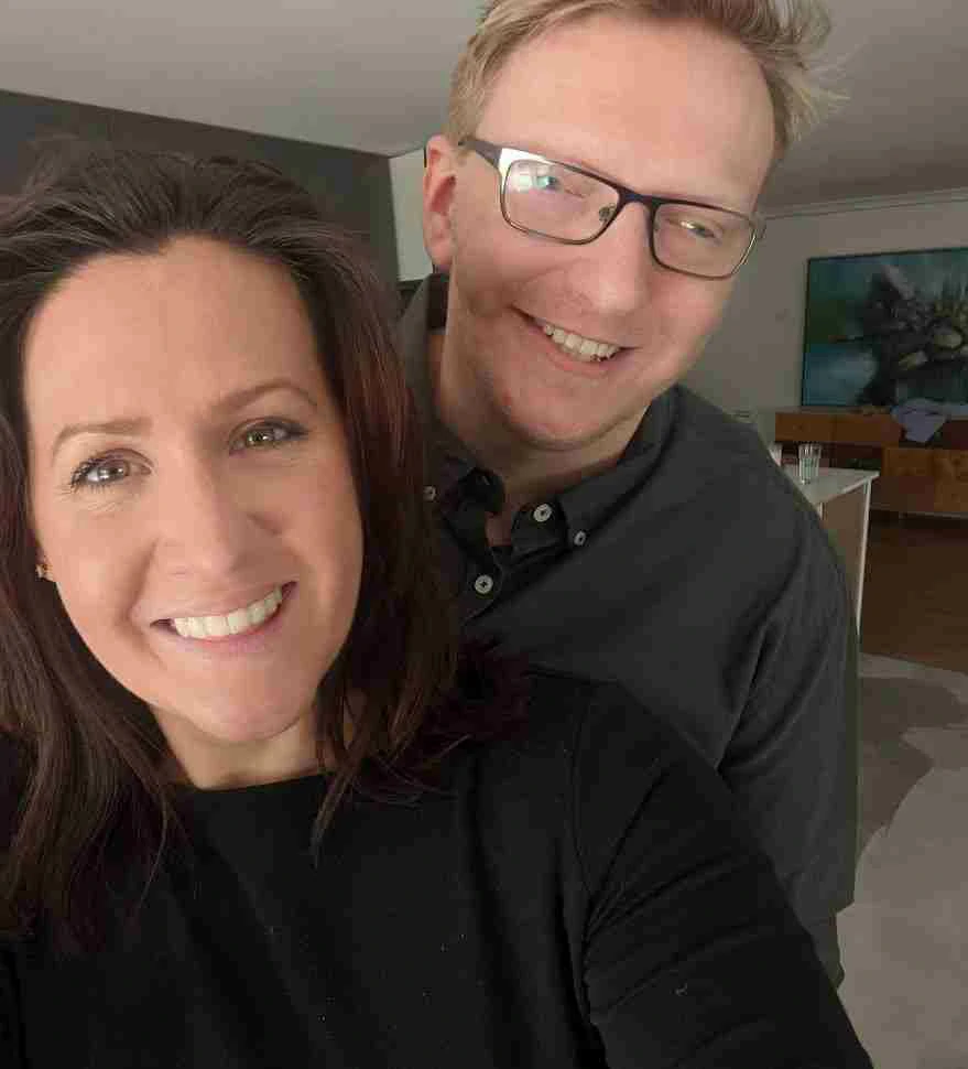 Lauren and Troy George, Creators of MissMollyMakes smiling to camera.