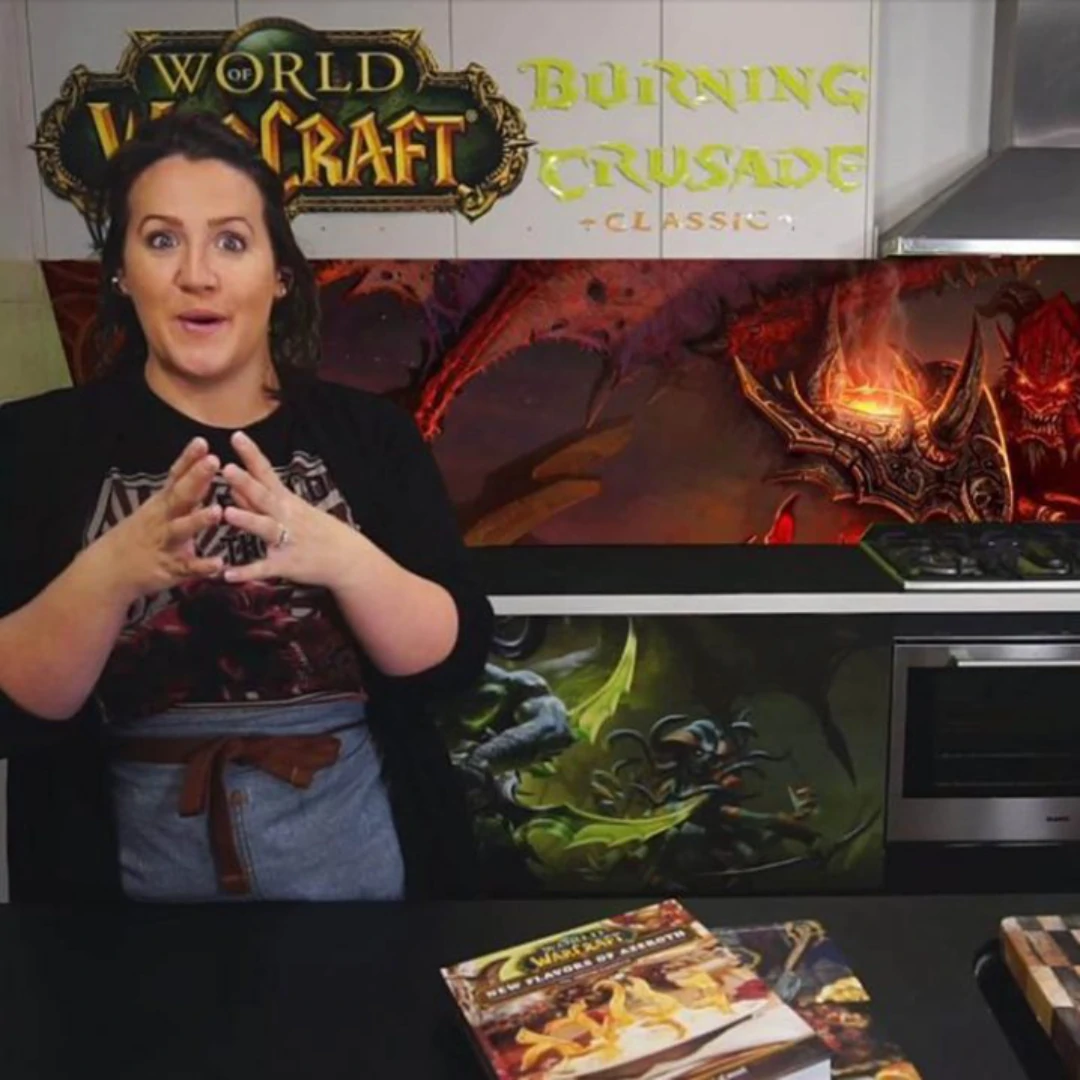 MissMollyMakes in Kitchen with World of Warcraft theme stream