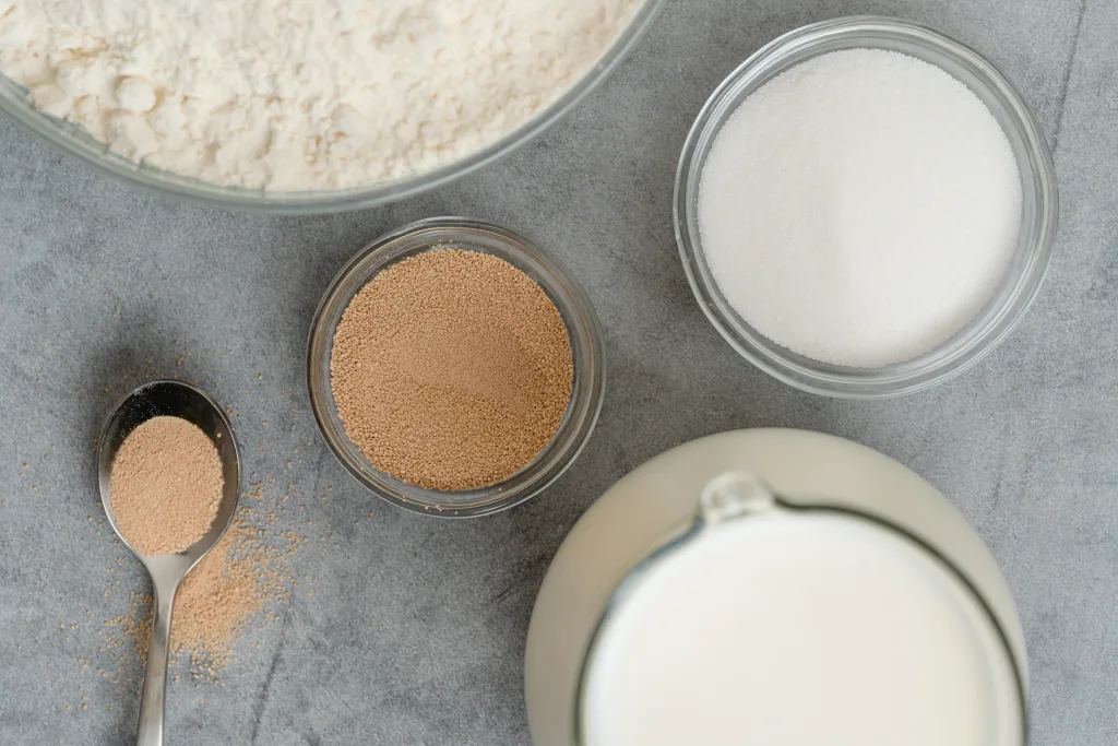 Small bowls with different types of yeast