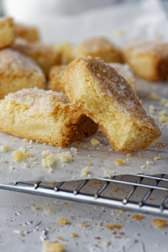 Shortbread cookie with bite removed
