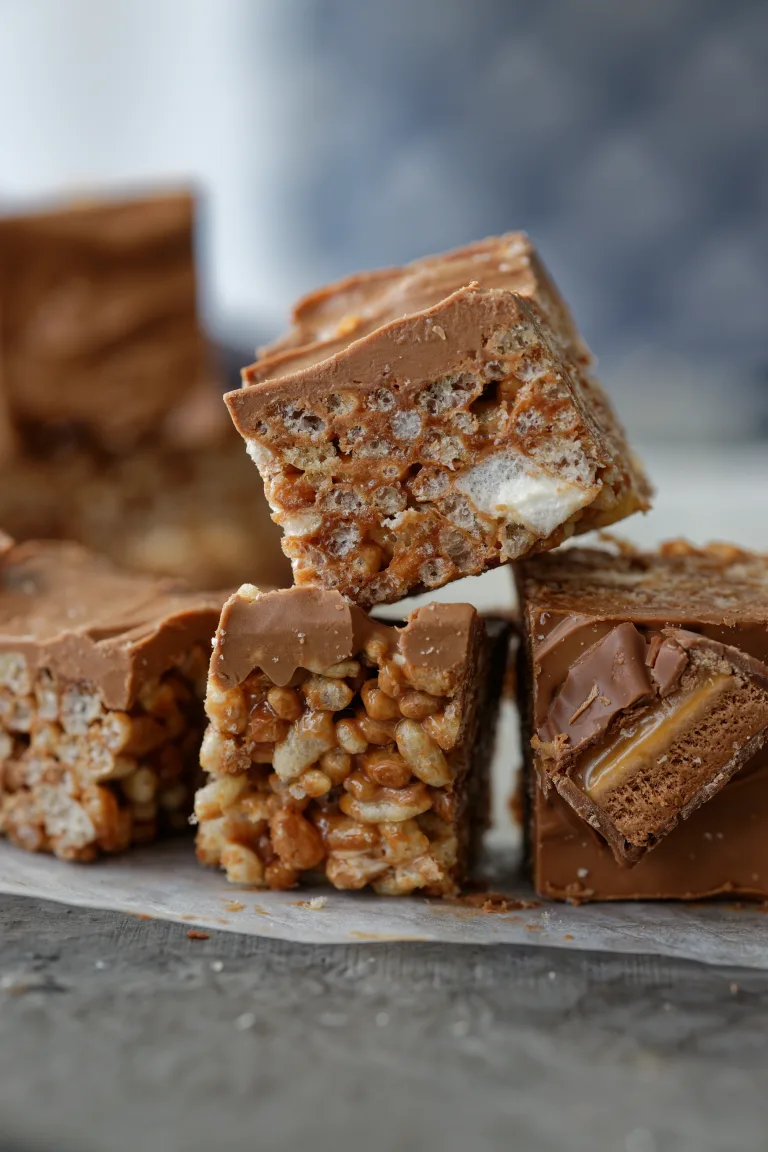 Stacks of no bake chocolate slice