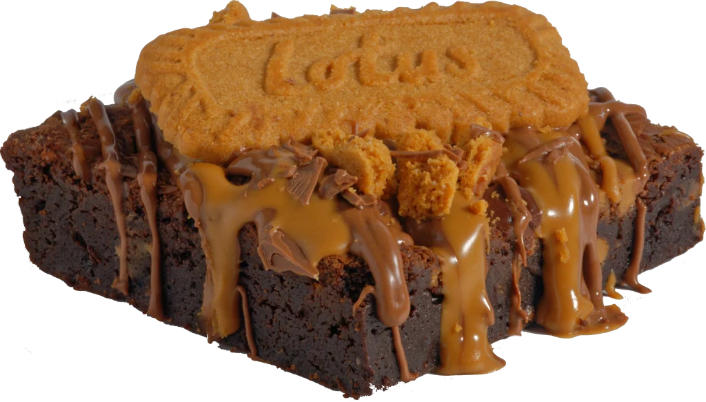 Traditional Chocolate brownie loaded with tempered chocolate, Biscoff sauce and cookie crumbs