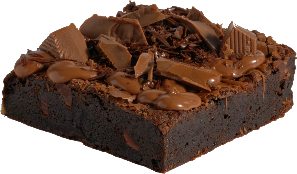 Chocolate brownie loaded with tempered chocolate and chocolate chunks
