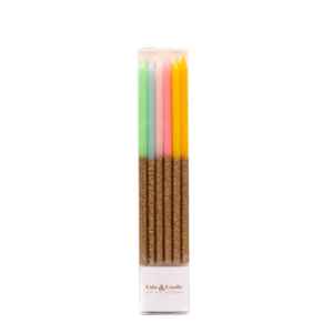 rainbow candle with gold tipped end pack in clear box