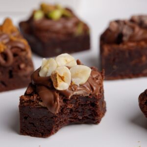 Brownie bites Small bite sized portion of loaded fudgy brownies