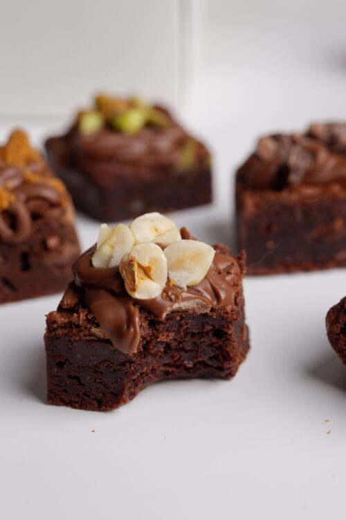 Brownie bites Small bite sized portion of loaded fudgy brownies